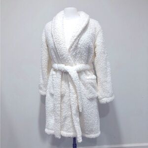 Pottery Barn Teddy Bear Robe Plush Sherpa Ivory Women’s EUC
